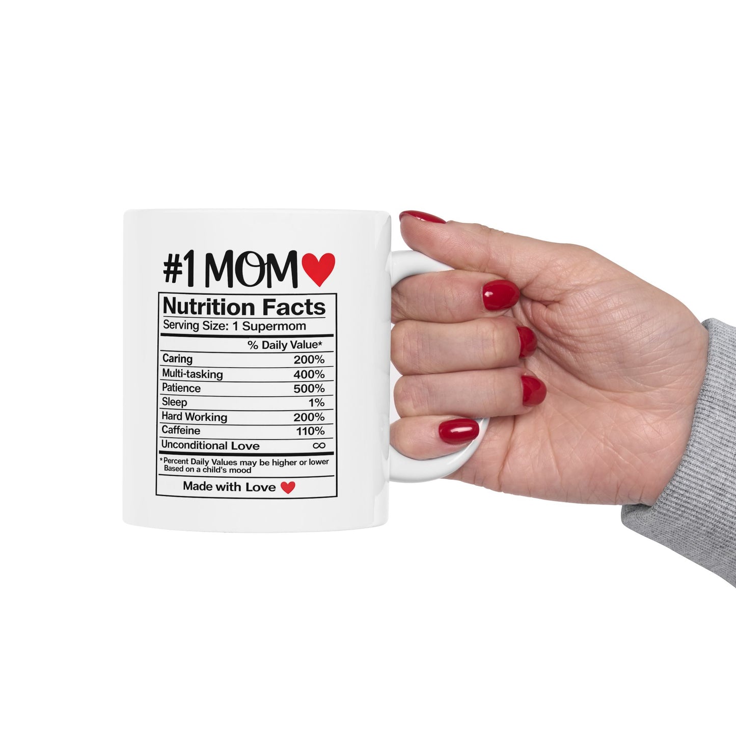 Funny Mom Nutrition Facts Mug – Best Mom Ever Coffee Mug | Perfect Mother’s Day Gift for Mom | Cute Heart Coffee Mug