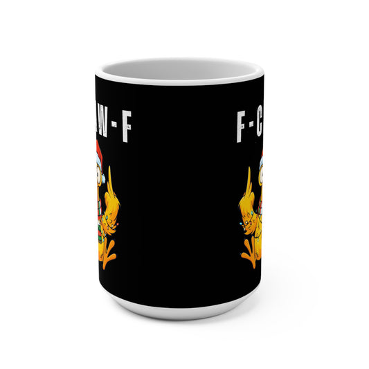 Funny “F-CAW-F” Christmas Chicken Mug – Hilarious Holiday Gift for Friends, Coworkers & Family