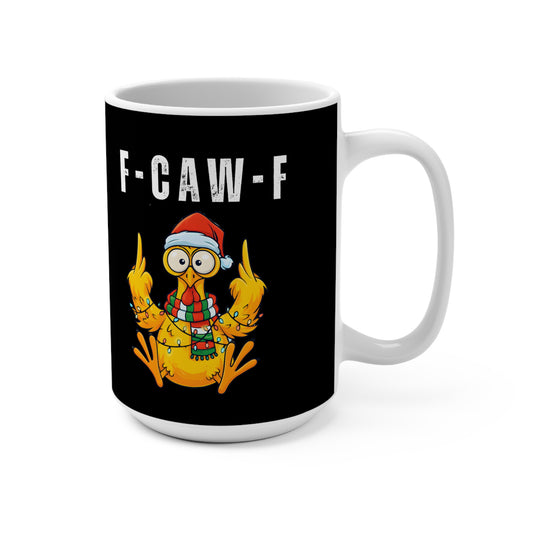 Funny “F-CAW-F” Christmas Chicken Mug – Hilarious Holiday Gift for Friends, Coworkers & Family